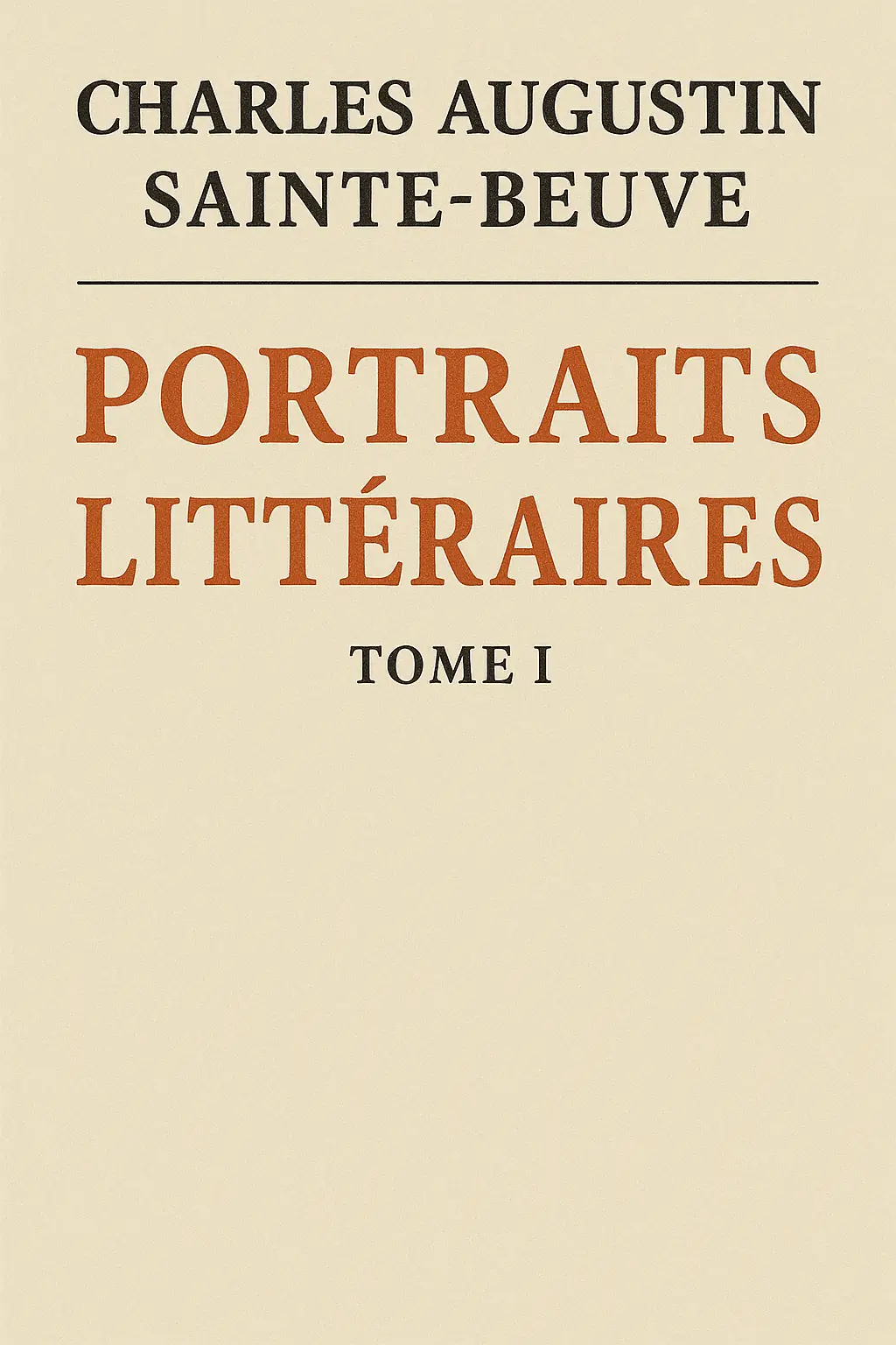 Portraits littéraires, Tome I