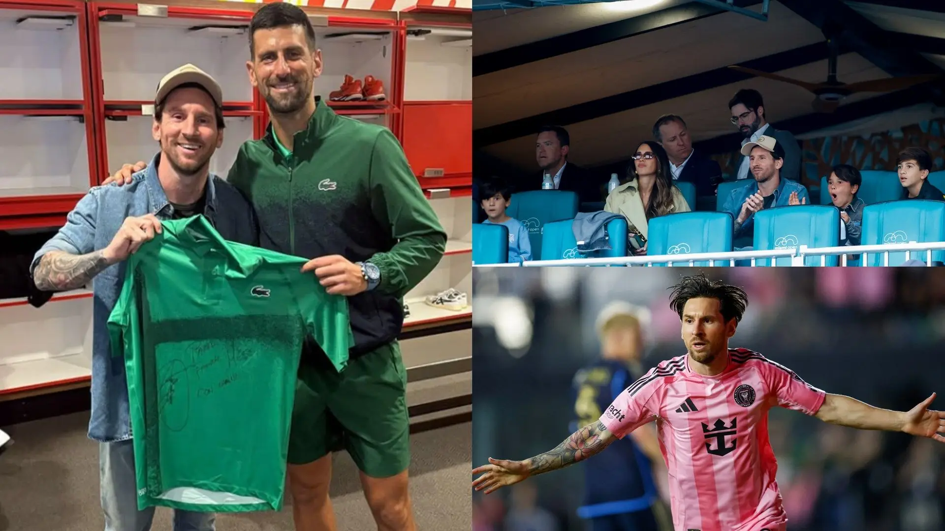 Revealed: Lionel Messi's son told Novak Djokovic to up his level to surpass Roger Federer as Inter Miami superstar introduced Antonela Roccuzzo & his family to tennis icon at Masters tournament in Florida