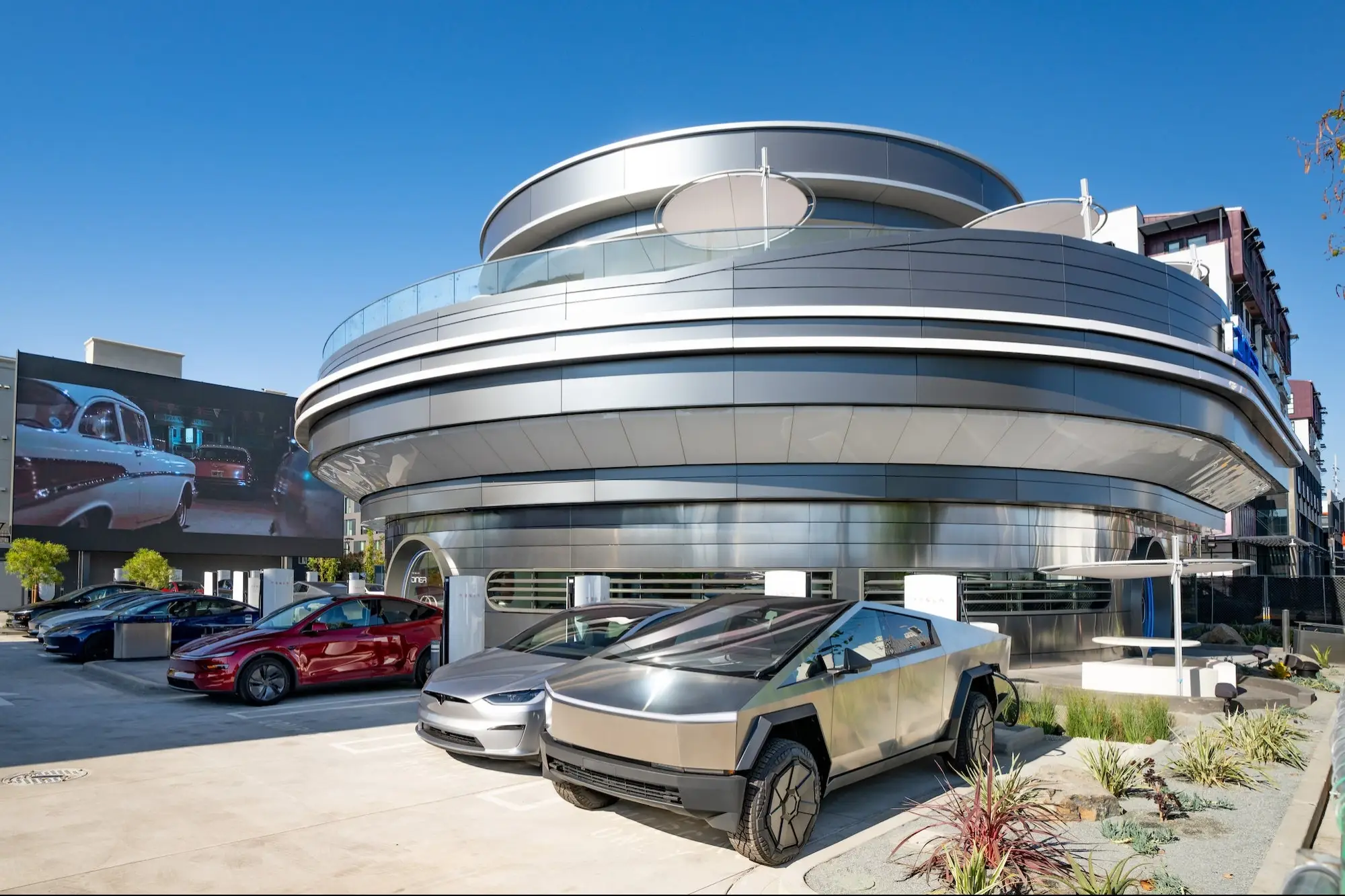 'One of the Coolest Spots': Here's a First Look at the New Tesla Diner Supercharging Station Opening Soon