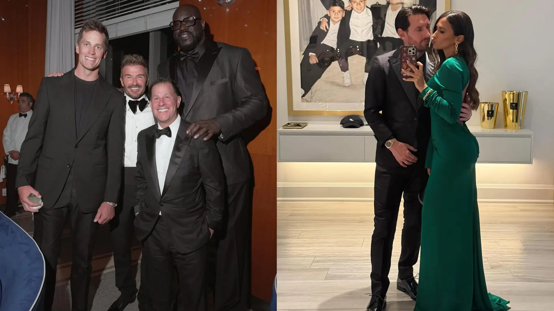 Lionel Messi & wife Antonela Roccuzzo dress to the nines for David Beckham's lavish early 50th birthday party as NFL & NBA icons Tom Brady & Shaquille O'Neal join a host of other Inter Miami superstars to celebrate with MLS club's co-owner