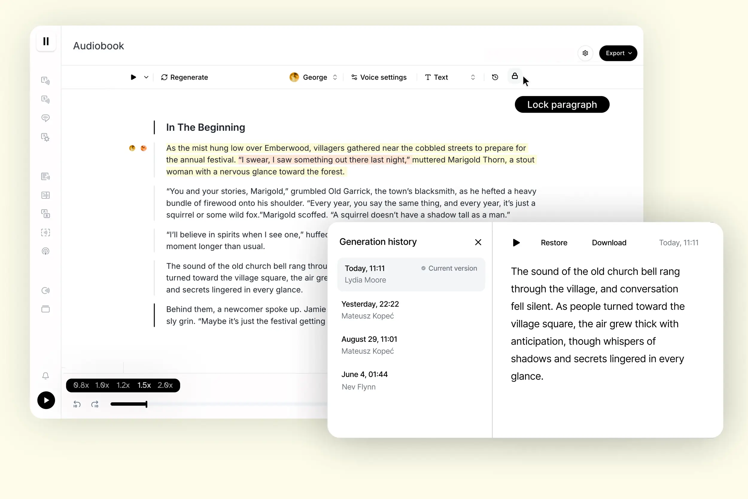 Turn any long-form content into audio with Projects. | ElevenLabs