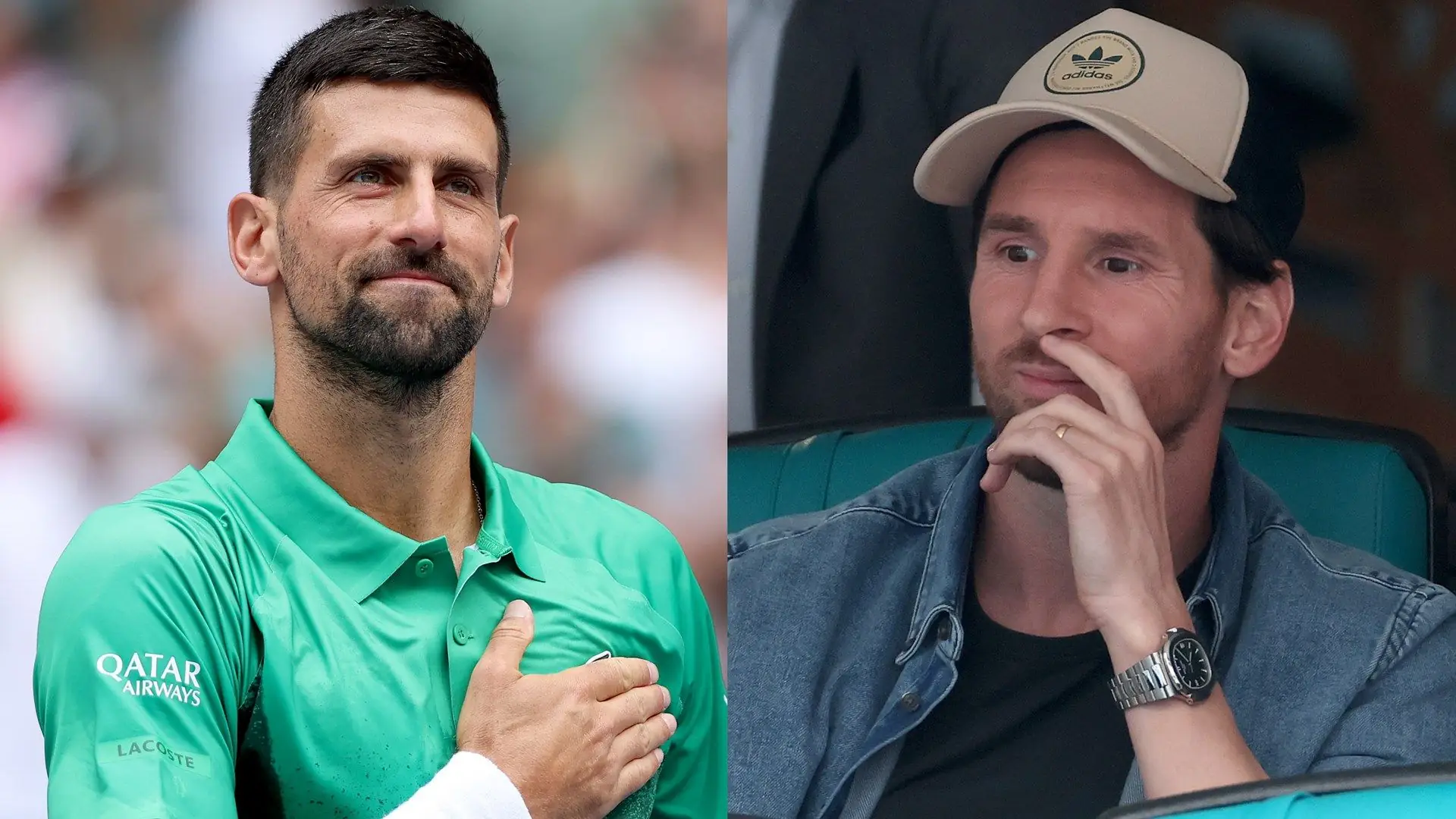 Lionel Messi recognises the tennis GOAT! Argentina superstar exchanges shirts with Novak Djokovic after watching Serbian reach Miami Open final with quick victory over Grigor Dimitrov