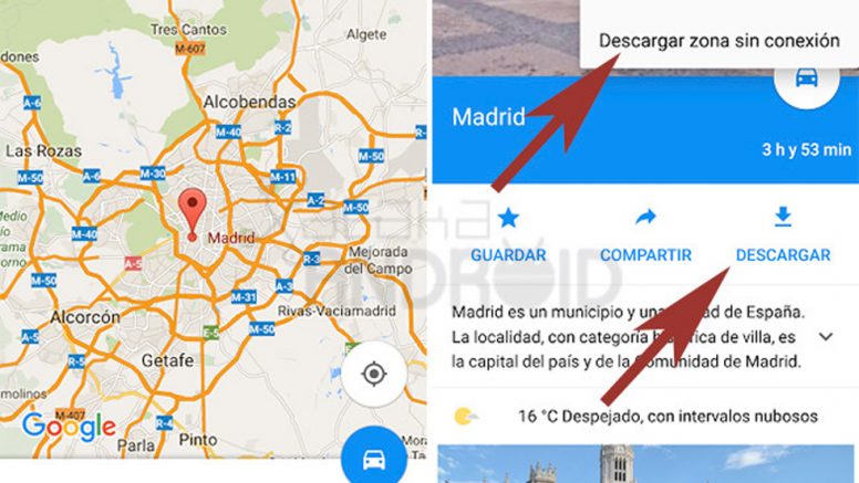Google Maps permitirá descargar el mapa de un país sin Internet