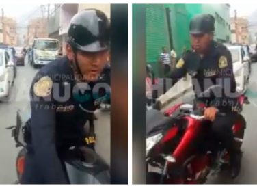[Video] Policías huyen de fiscalizadores al ser intervenidos por estacionar motos en la vía pública