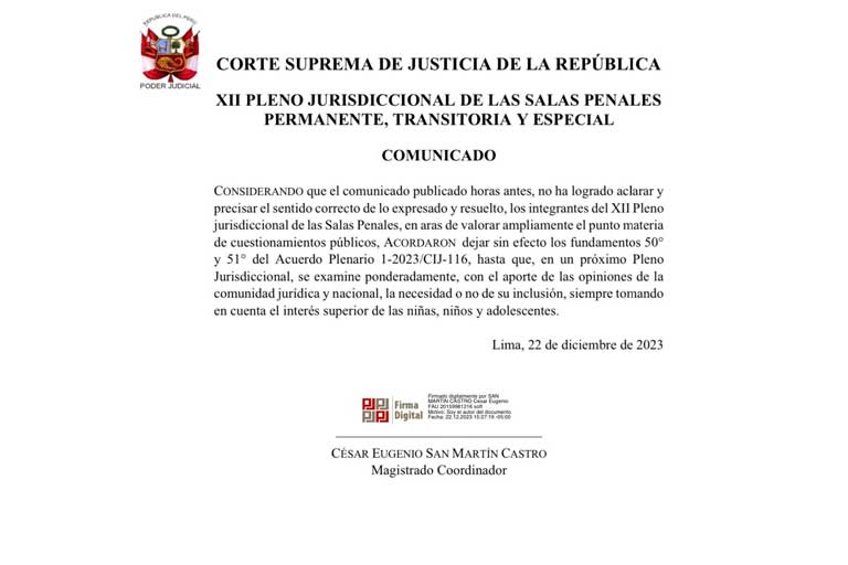 Decisión de la Corte Suprema de Justicia/foto: Poder Judicial