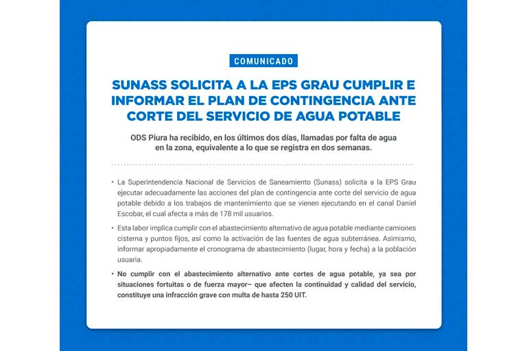 Comunicado de la Sunass