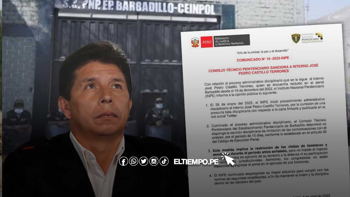 INPE sanciona a Pedro Castillo por presuntamente incumplir normas de conducta