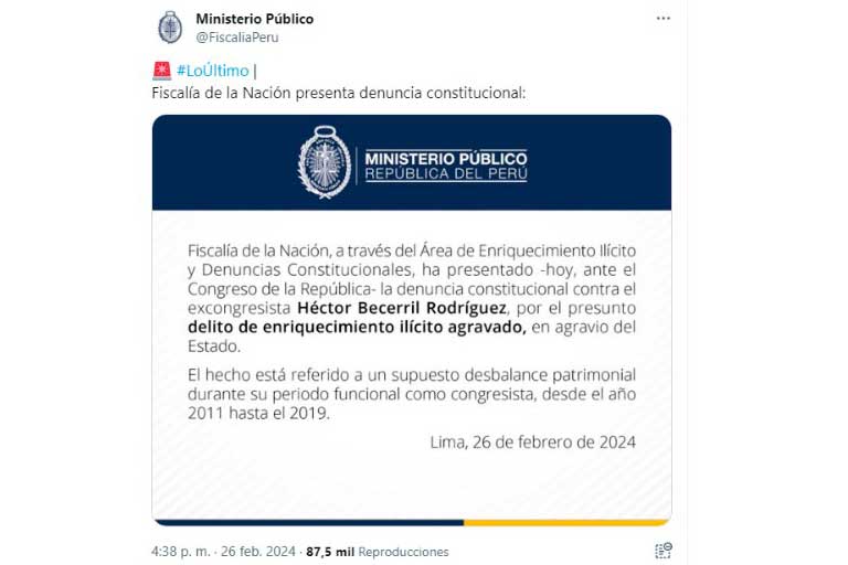 Comunicado de la Fiscalía/foto: Twitter