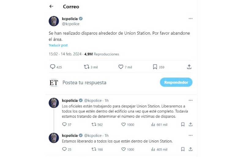 Policía de Kansas informa sobre el tiroteo/foto: Twitter