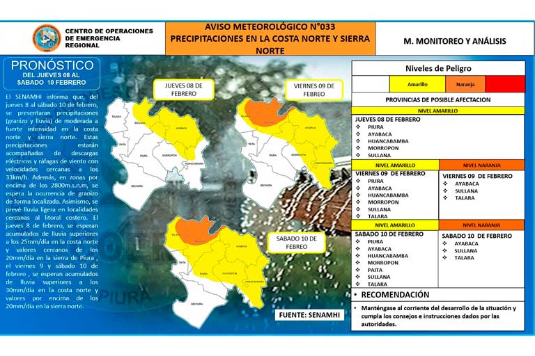 Pronóstico de lluvias en Piura/foto: Coer Piura