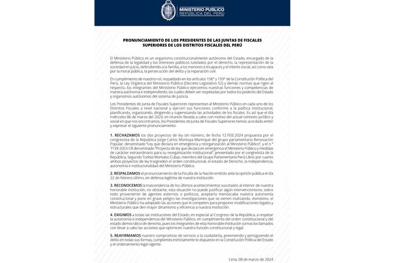 Comunicado del Ministerio Público