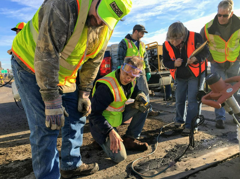 Field testing pothole patches