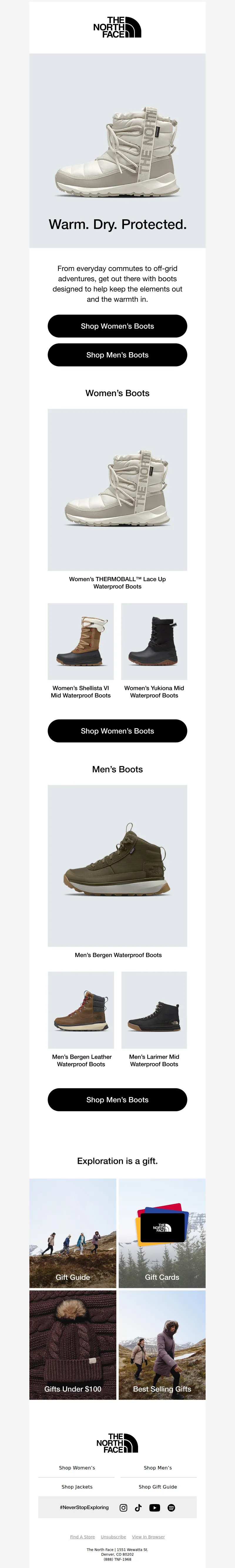 Email screenshot from The North Face - Discover our best winter boots