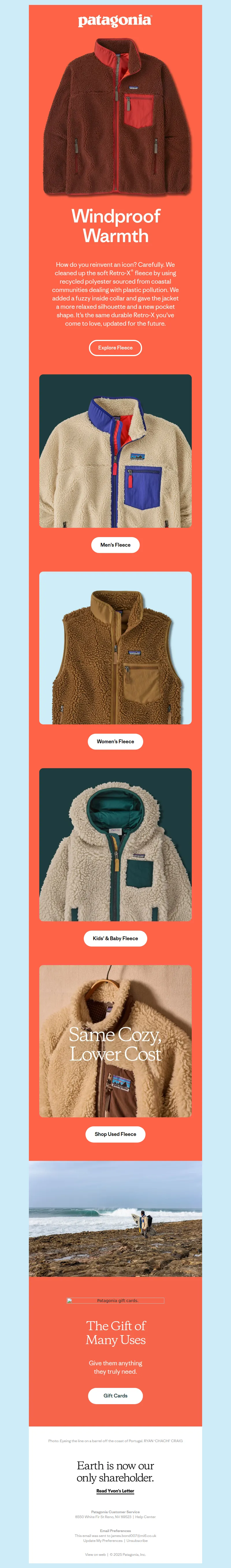 Email screenshot from Patagonia - Reinventing an iconic fleece