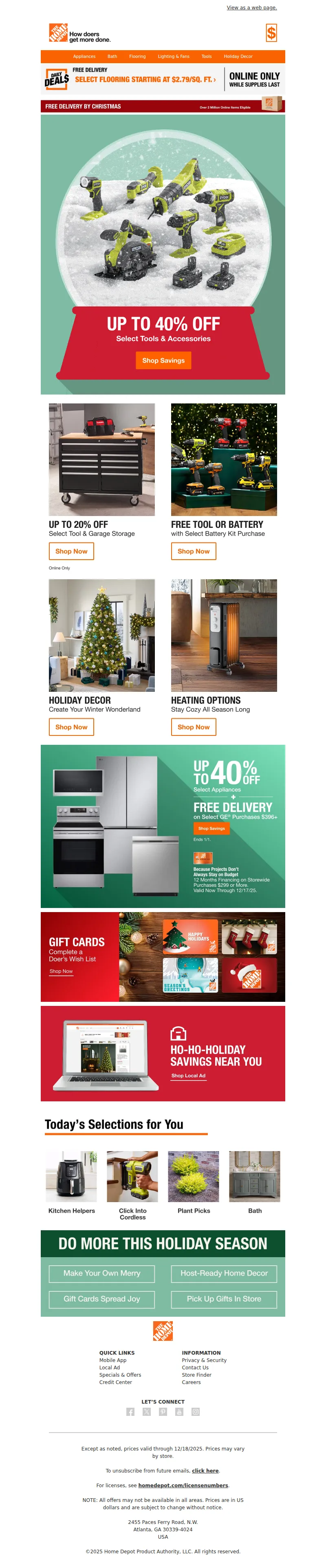Email screenshot from The Home Depot - Up to 40% Off | Shake Up Your Toolbox