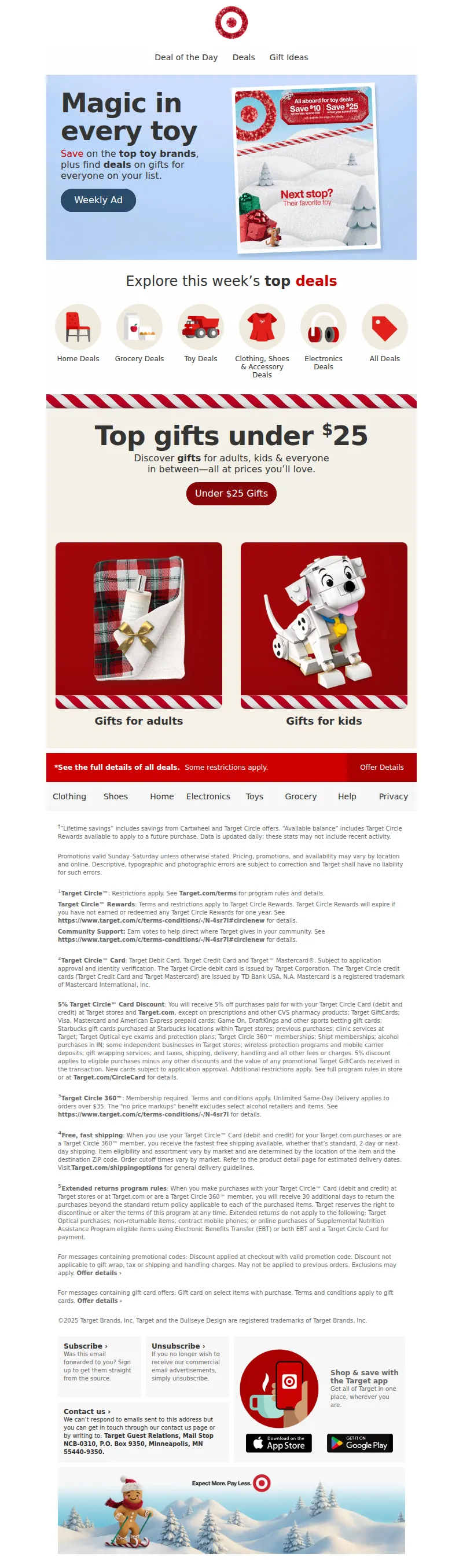 Email screenshot from Target - Use the Weekly Ad to get weekend-ready with Top Offers.