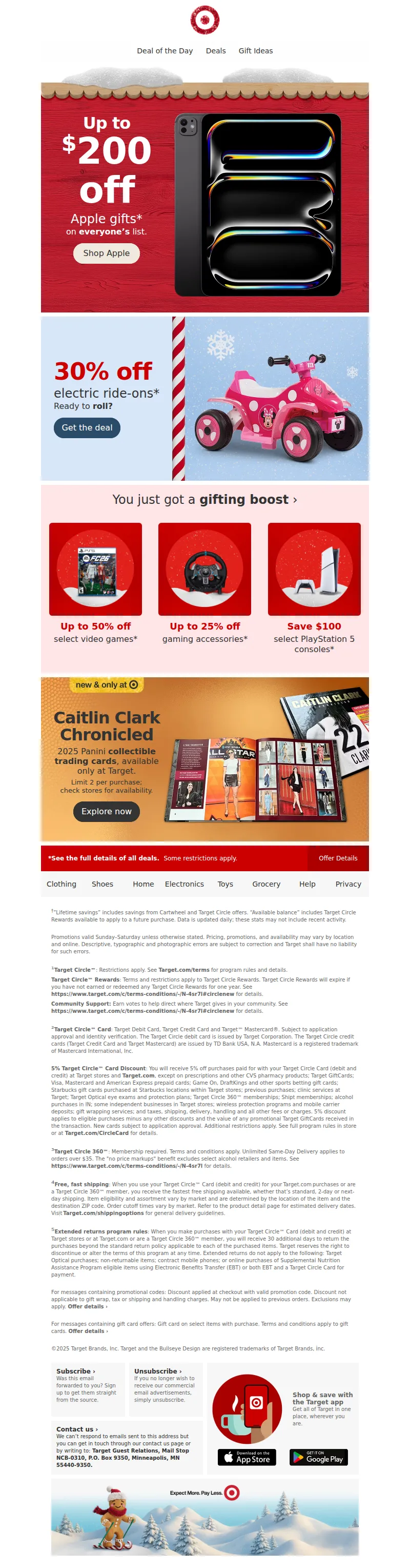 Email screenshot from Target - Up to $200 off Apple products with Target Circle.