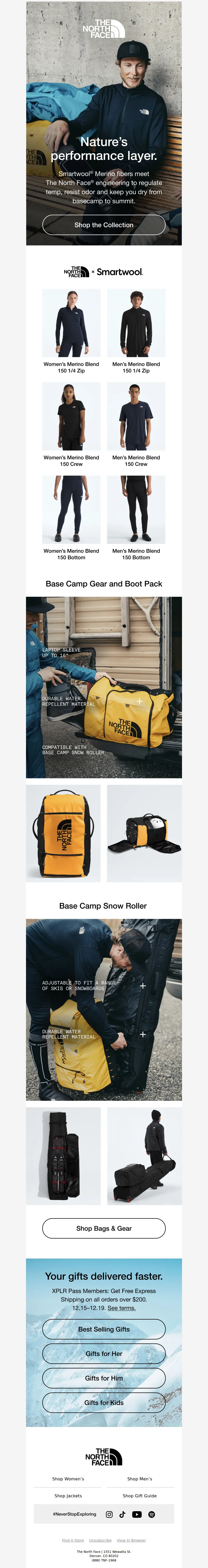 Email screenshot from The North Face - Meet The North Face x Smartwool® base layers.