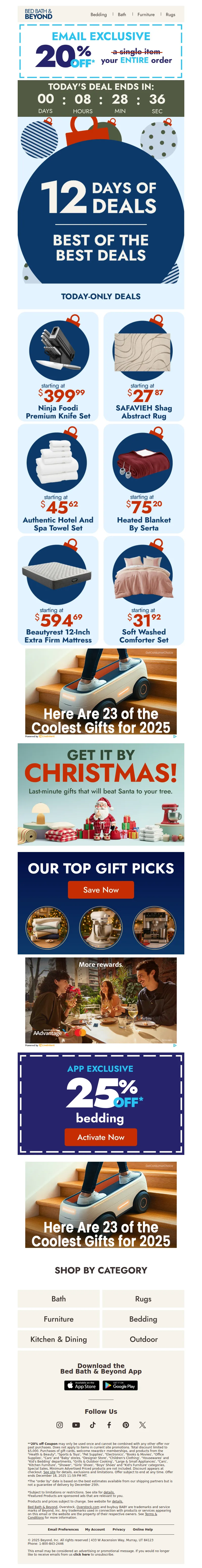 Email screenshot from Bed Bath & Beyond - Day 12 Deal - The best of the best 🔥