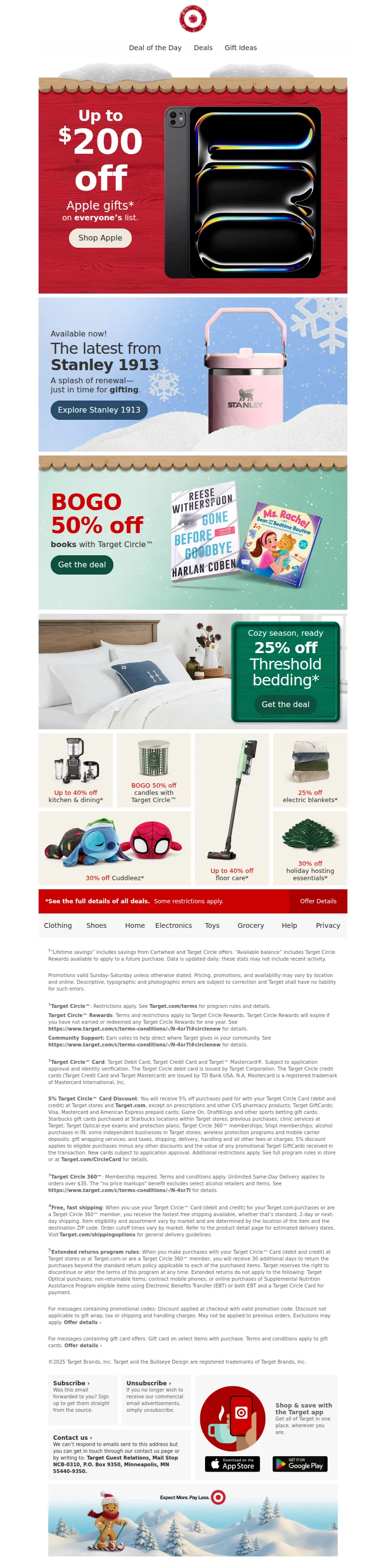 Email screenshot from Target - Up to $200 off Apple products with Target Circle.