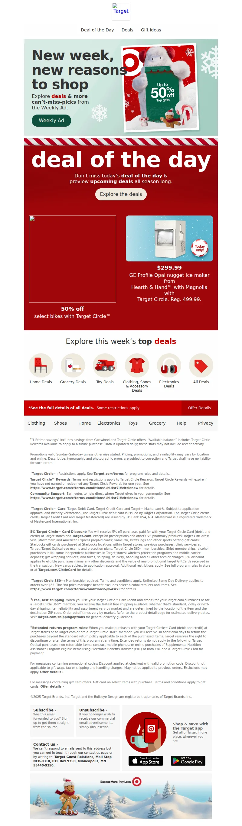 Email screenshot from Target - Your New Weekly Ad is here.