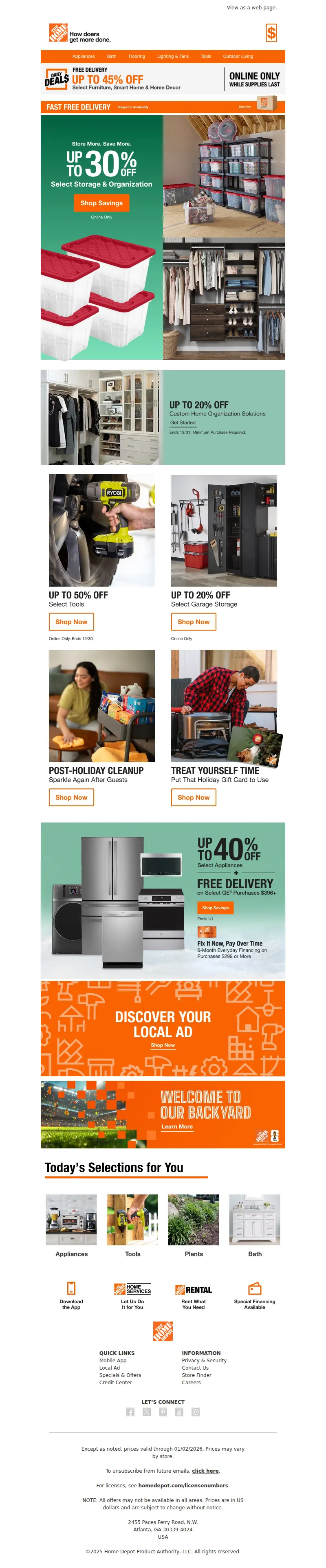 Email screenshot from The Home Depot - Up to 30% Off—Reclaim Your Space