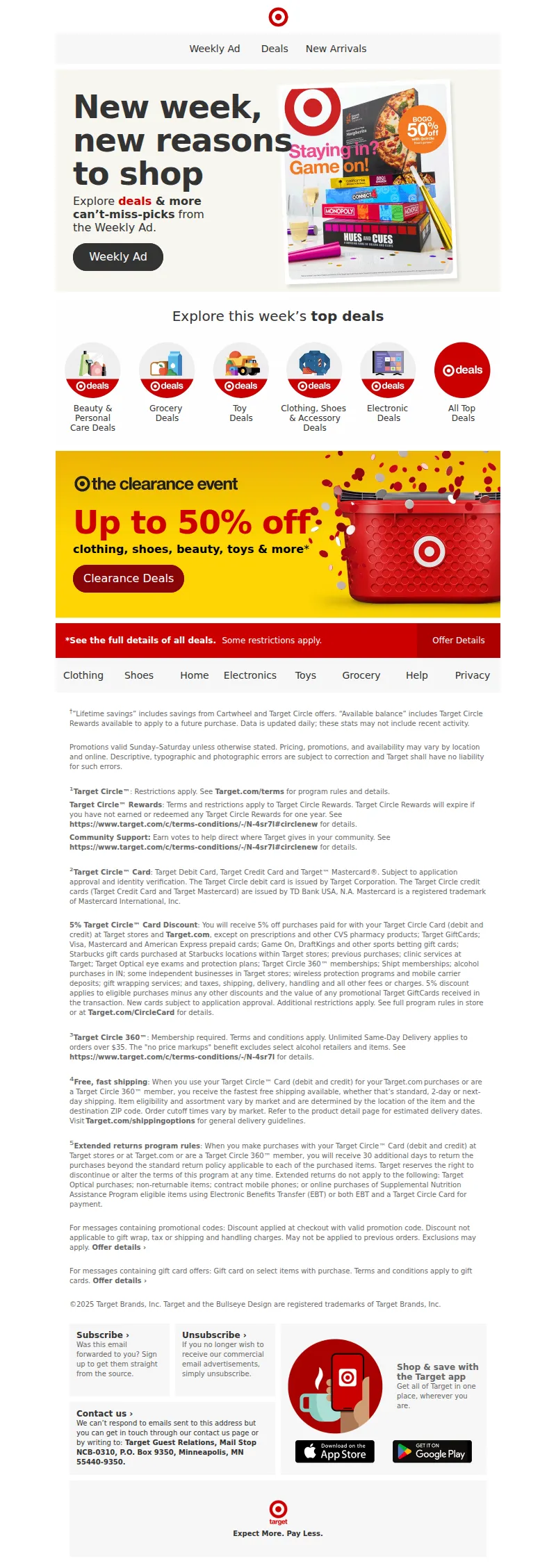 Email screenshot from Target - Your New Weekly Ad is here.