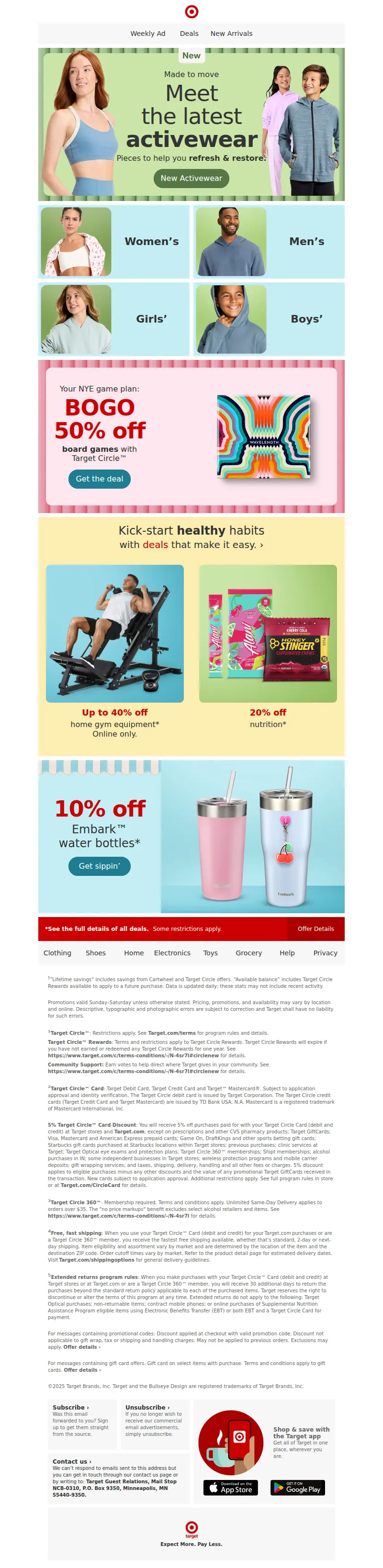 Email screenshot from Target - Start the year with new activewear arrivals 💪🧘‍♀️