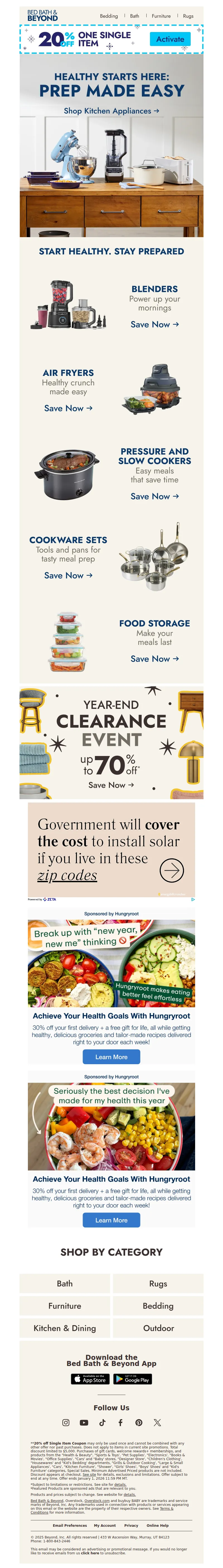 Email screenshot from Bed Bath & Beyond - Prep for a healthy new year 🥗✨