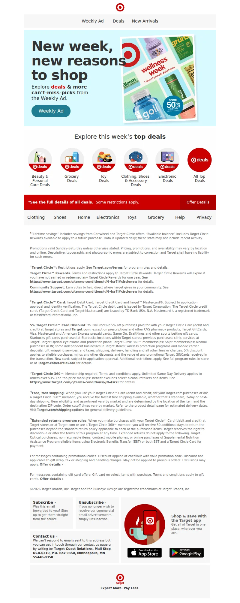 Email screenshot from Target - Your New Weekly Ad is here.