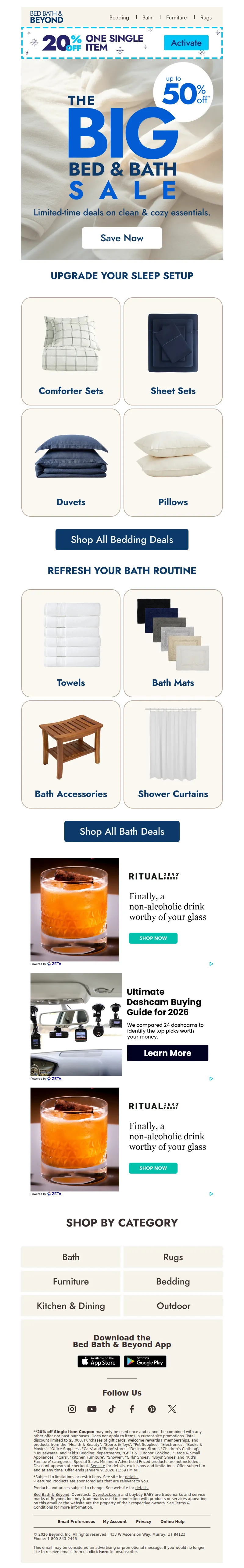 Email screenshot from Bed Bath & Beyond - Our biggest bed & bath sale is here 🤩