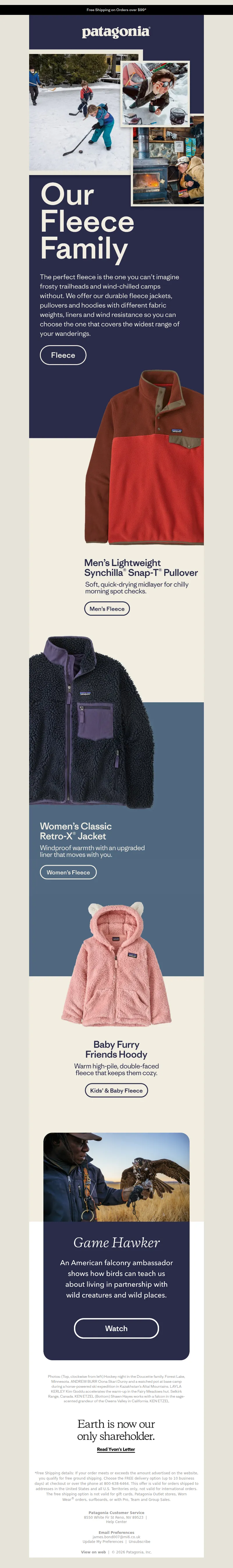 Email screenshot from Patagonia - Durable fleece warmth and comfort
