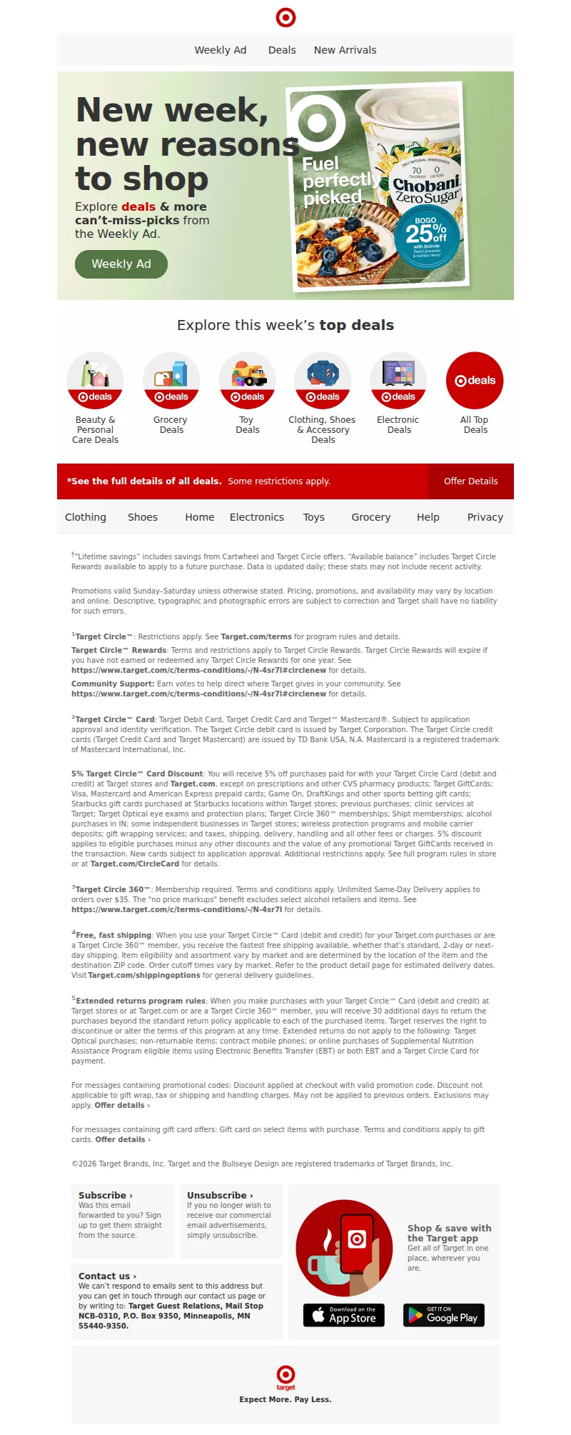 Email screenshot from Target - Your New Weekly Ad is here.