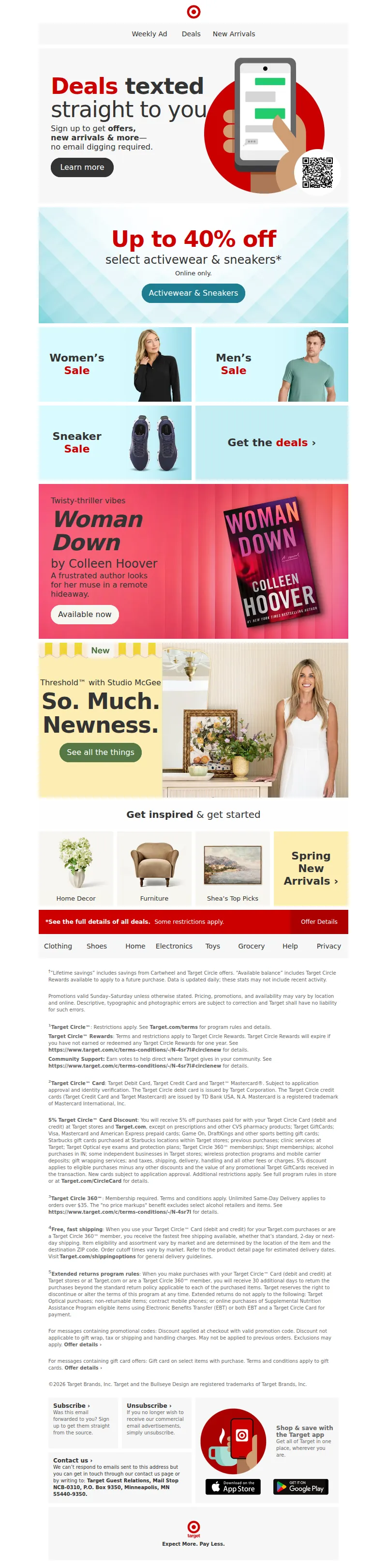 Email screenshot from Target - 🤳 Get offers, new arrivals & more texted right to you.