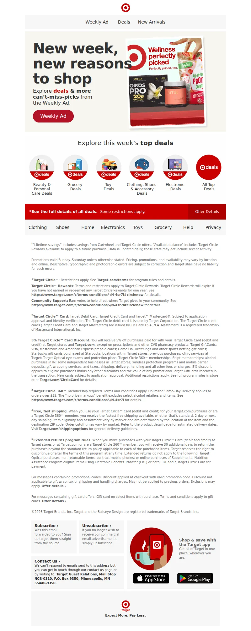 Email screenshot from Target - Your New Weekly Ad is here.