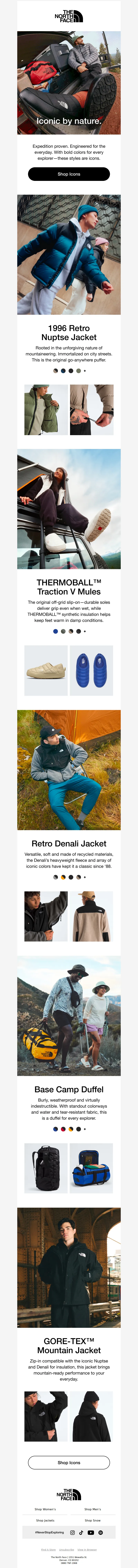 Email screenshot from The North Face - Meet the icons