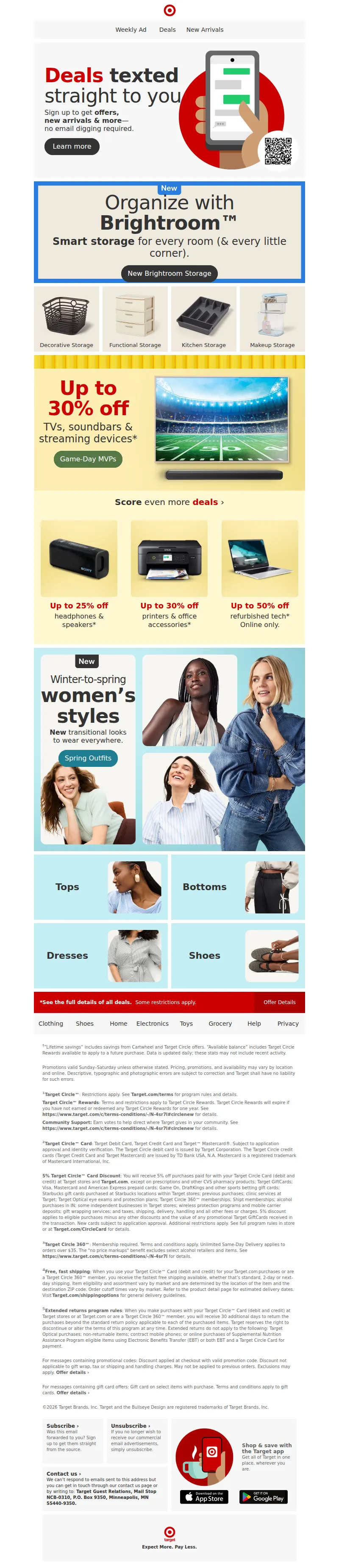 Email screenshot from Target - 🤳 Get offers, new arrivals & more texted right to you.