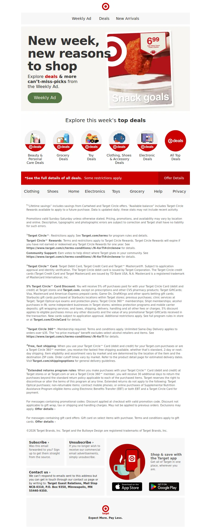 Email screenshot from Target - Your New Weekly Ad is here.