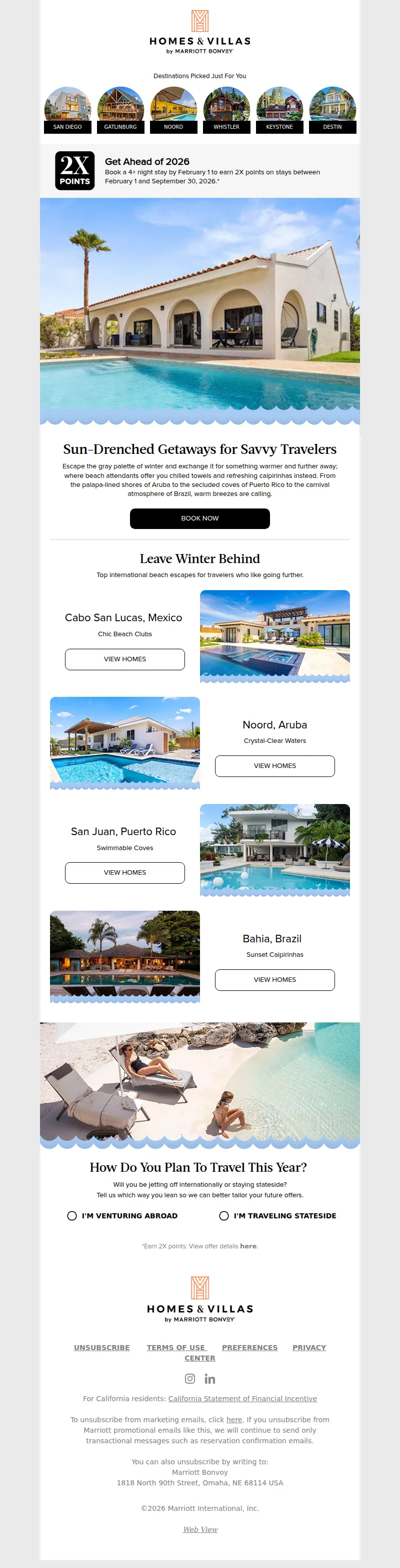 Email screenshot from Homes & Villas By Marriott Bonvoy - Mr. Bond, your passport deserves some sun