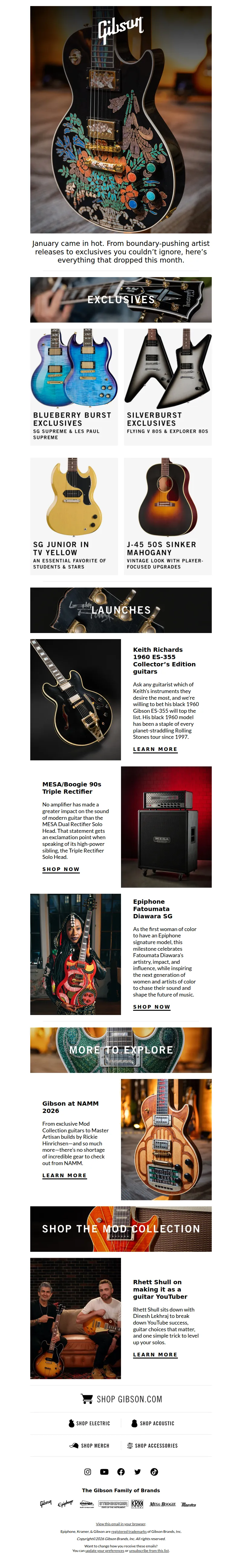 Email screenshot from Gibson - January, wrapped