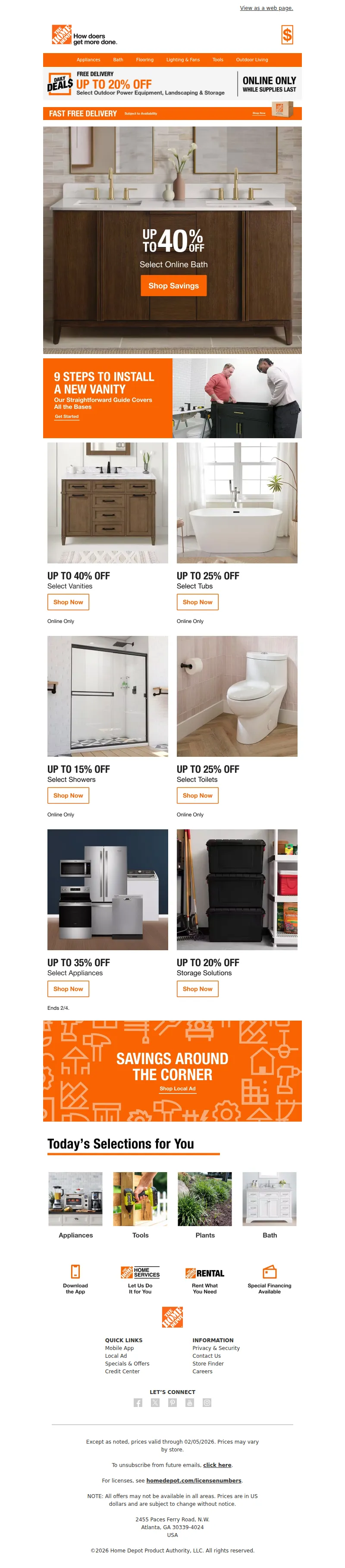 Email screenshot from The Home Depot - Up to 40% Off | Dream Baths Built Here