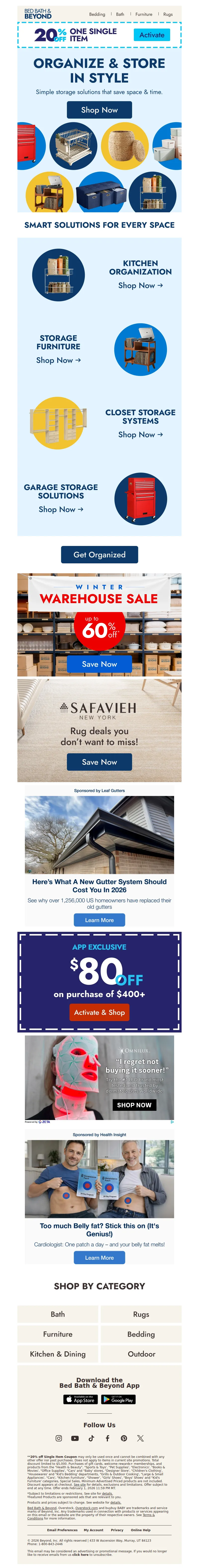 Email screenshot from Bed Bath & Beyond - Storage solutions for every space