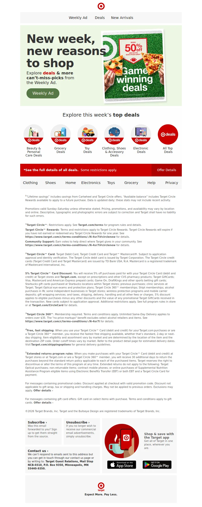 Email screenshot from Target - Your New Weekly Ad is here.