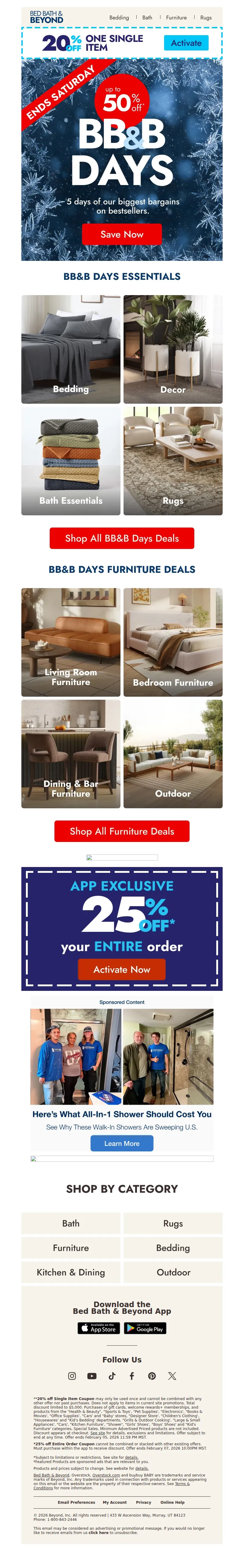 Email screenshot from Bed Bath & Beyond - Don’t miss these BB&B Days deals—up to 50% off