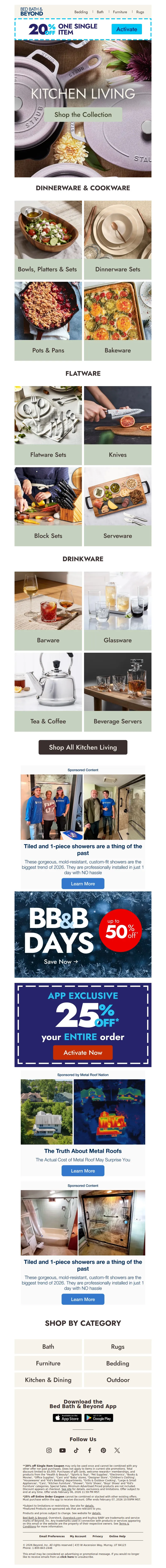 Email screenshot from Bed Bath & Beyond - Set the table, start the moment 🍽️