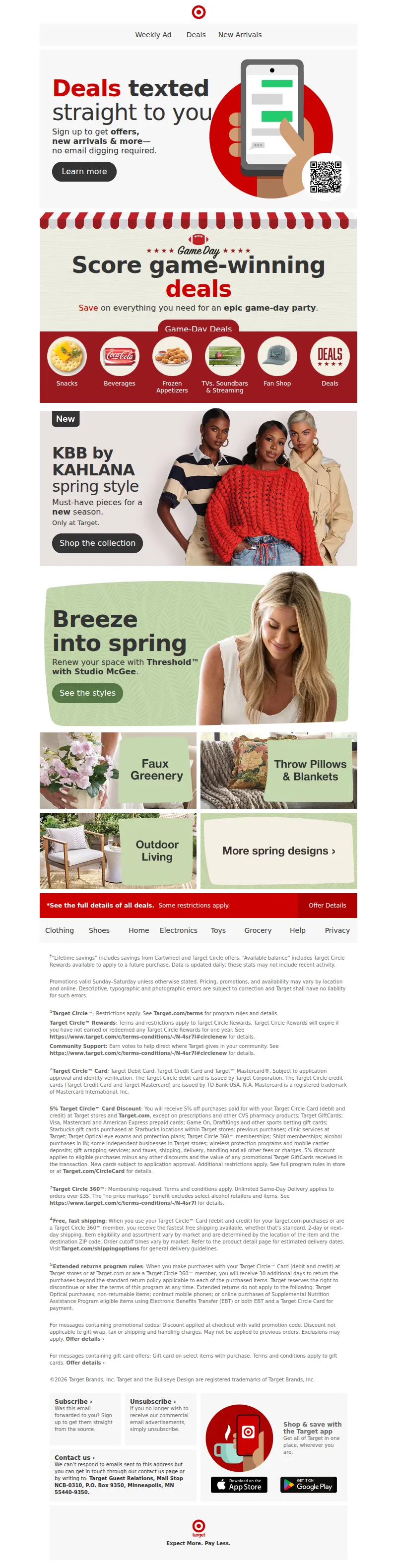 Email screenshot from Target - 🤳 Get offers, new arrivals & more texted right to you.