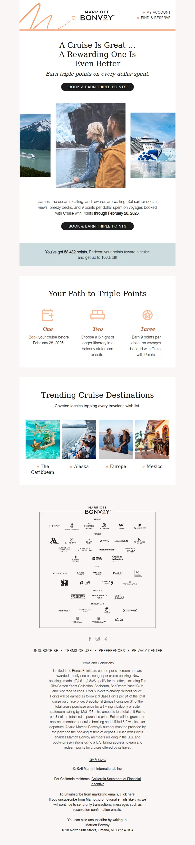 Email screenshot from Marriott Bonvoy - For a Limited Time: Set Sail With Triple Points 🚢