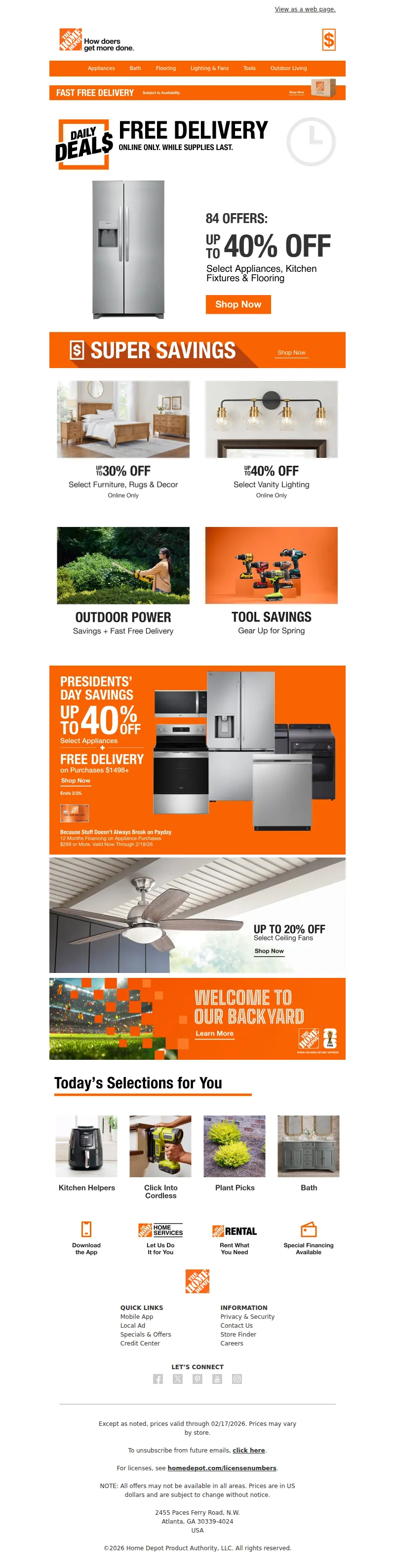 Email screenshot from The Home Depot - Daily Deals 🏠 Up to 40% Off