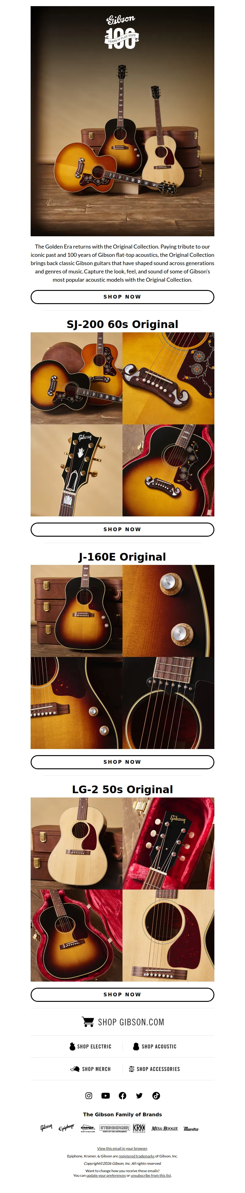 Email screenshot from Gibson - The Golden Era returns