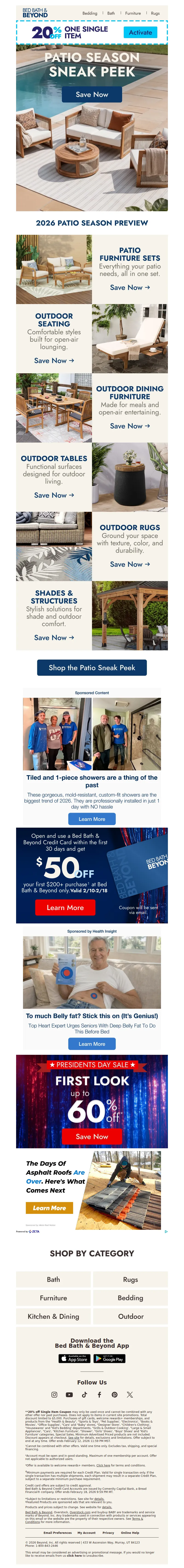Email screenshot from Bed Bath & Beyond - Get ahead on patio season